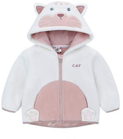 famuka bebé chaqueta niños niñas transición chaqueta polar cremallera otoño primavera niños pequeños abrigo chaqueta con capucha (Rosa, 9M)