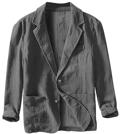 Yahbrra Men's Linen Jacket Blazer Leisure Suit Jacket Two Button Lightweight Sports Coats Slim Fit Leisure Blazer Men's Suit Jacket Jacket Sporty Leisure Two Button Lightweight Sports Coats