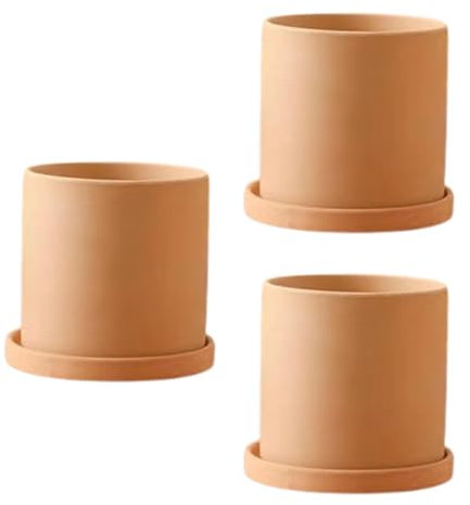 Confezione da 3/4/5 vasi per piante in terracotta da 3/4/5/7 pollici, vasi dritti in argilla rossa, con fori di drenaggio e piattini, fioriere per bonsai succulente, per piantare interni ed esterni