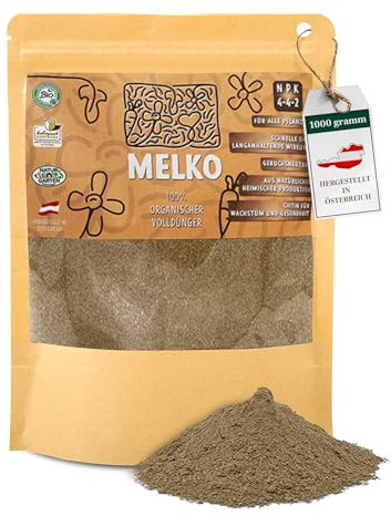 Melko - Naturdünger aus Mehlwurmkot, Universaldünger für alle Pflanzen, Gemüsedünger, Pflanzendünger, Organischer Volldünger, Worm castings als Alternativer Dünger und Nährstoffverstärker, 1000g