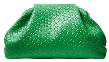 QWINEE Women's Woven Evening Bag Dumpling Clutch Purse No Strap Handbags Elegant Faux PU Leather Clutch Bag Green One Size