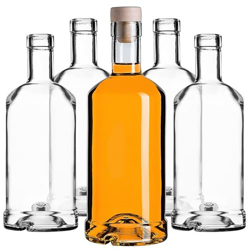 KADAX Glasflaschen mit Korken, 500ml, 10 Stück, leere Flaschen zum Befüllen von Likör und Wein, Weinflaschen, Likörflaschen aus Glas, Schnapsflaschen