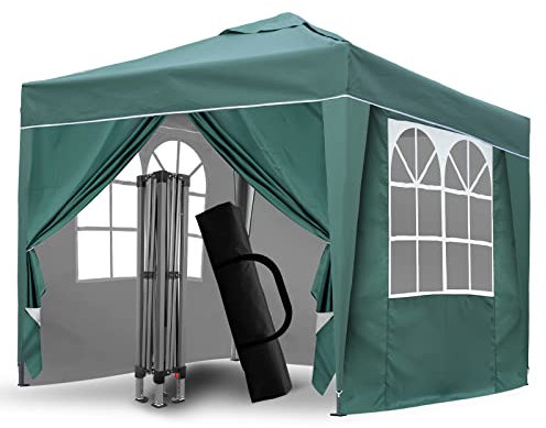 SANHENG Pop up-lusthus, pop-up tält med vikter, helt vattentätt, alla väder lusthus perfekt för utomhusfest camping (3 x 3 m, grön)