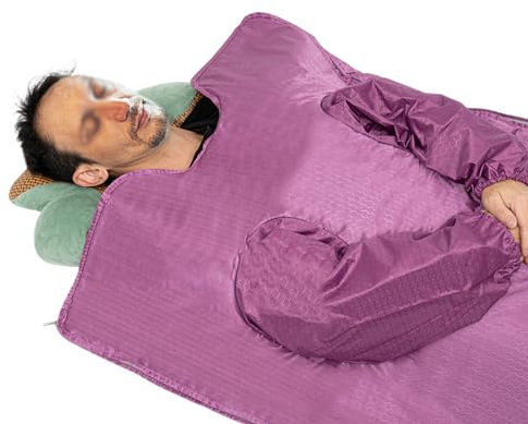 Infrared Sauna Blanket 650W Portable Sauna Blanket W/Sleeves and Remote Control, Home Sauna Kit for Relaxation Detoxification, Temperature Range 35-80°C Timing 30-60min, 1.8m*0.8m (Purple)