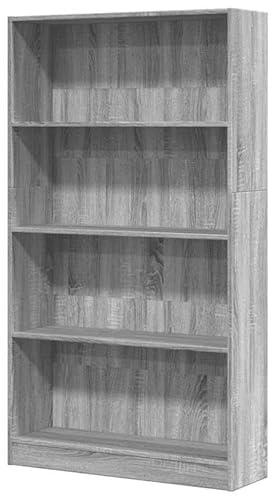 Eleganz Estantería gris Sonoma 80 x 24 x 143 cm de material de madera – Moderno sistema de estanterías para salón y oficina – solución de almacenamiento estable para libros y decoración