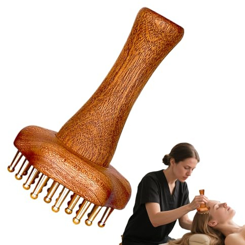 Cepillo Meridiano de Latón,Cepillo Corporal Anticelulítico - Diseño Ergonómico para Masaje de Piernas, Glúteos, Cabelludo y Abdomen