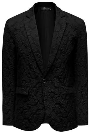 YFFUSHI Jacquard kavaj för män, normal passform, fritid, mönster, kostymjacka, affärer, bröllop, herrkavaj, kavaj
