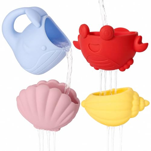 Joyvity Badleksak baby från 1 2 3 4 år badleksak baby silikon vattenleksak barn badkar leksak pool leksak plaskdamm badkar för småbarn – 4 stycken