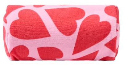 OHS Hearts Inflatable Bolster Pillow, Lightweight Compact Sun Lounger Cushion with Microfibre Cover Outdoor Cushions Back Support Inflatable Cushion for Travel Poolside Beach Accessories, Pink/Red