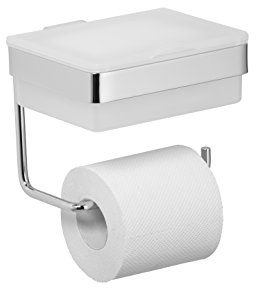 Sattie Porte-papier toilette avec boîte à lingettes humides - Universel, chromé, brillant, 12 x 15 cm, 600 g