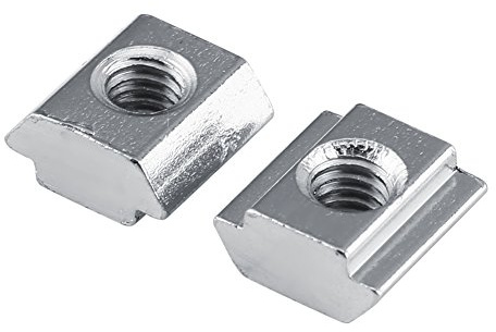 Akozon Tuerca de ranura en T 50pcs acero al carbono recubierto de níquel que desliza Tuerca en T para accesorios de perfil de aluminio(EU20-M4)