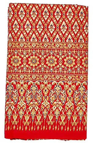 Thai Sarong Bett-Tuch Überwurf Rot-Pink - KITAMA - 200cm x 110cm umgenäht