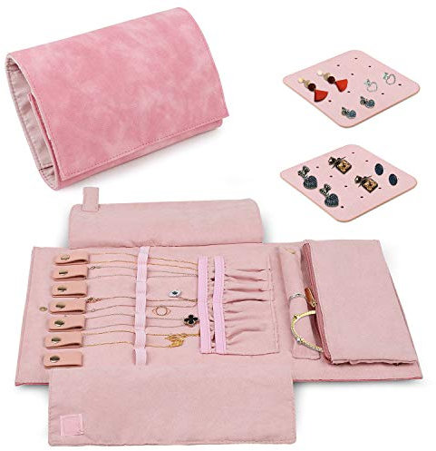 Travel Jewellery Organiser Roll Bag Tray Holder, Jewelry Jewellery Case Bag Storage Box for Necklace Earrings Rings Bracelets
