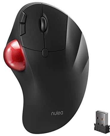 Ratón inalámbrico Trackball, ratón ergonómico recargable, control de pulgar fácil, conexión de 3 dispositivos (Bluetooth o USB) para PC, computadora portátil, iPad, Mac, Windows, Android