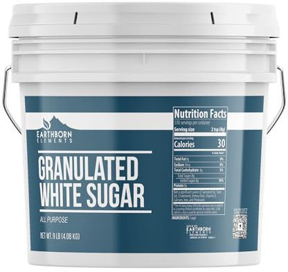 Earthborn Elements Granulated White Sugar 1 Gallon Bucket, Baking and Kitchen Staple, Non GMO