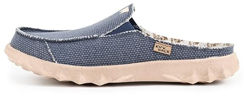 Kickback Chaise Classic Zuecos Mule sin Talón para Hombre – Slip‑On Casual de Canvas – Cómodos para Interior y Exterior, Verano, Playa y Viajes, con Suela Antideslizante - Navy, EU 44
