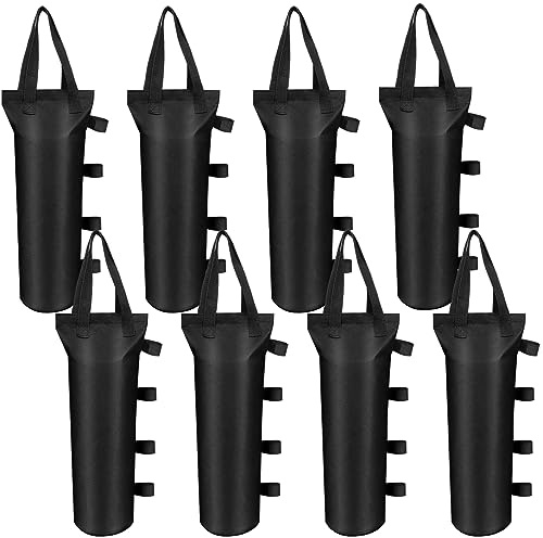 Lot de 8 sacs de sable noirs de 120 kg, grands sacs de sable résistants au vent, sacs de sable pour abri solaire instantané en plein air, pieds d'auvent (lot de 8)