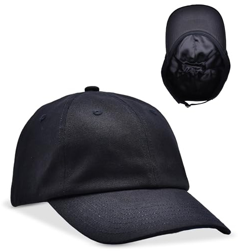 Casquette de baseball doublée de satin - Réduit la perte de cheveux, Noir , M