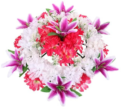 VINTORKY Couronne De Fleurs Artificielles pour Cimetière Fleurs Funéraires Commémoratives Couronne De Deuil pour Tombe
