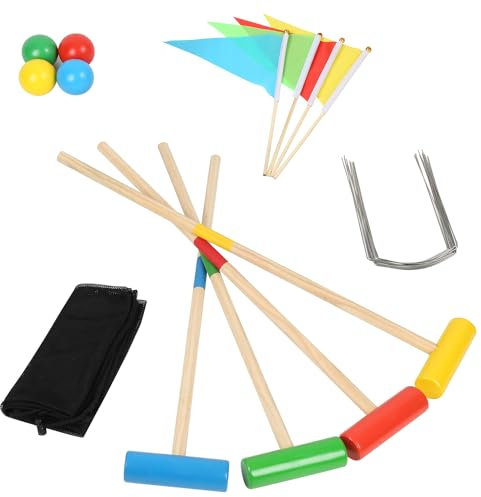 Daromigo Krocket Spiel Erwachsene Kinder Outdoor Spiele für Kinder 2-4 Spieler Holzspielzeug Crocket Set mit Tasche Outdoor Gesellschaftsspiel Garten