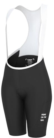 INBIKE Radlerhose Damen Gepolstert mit Tasche Kurz Sommer Sport Fahrradhose Radhose Sitzpolster Fahrrad Trägerhose Hose Rennrad Radsport Bib Shorts Schwarz L