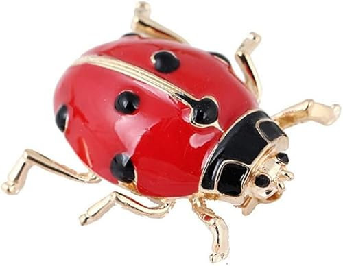 chenxiaonan Broche coccinelle rouge avec cristaux - Huile - Insecte - Émail - Mode animal - Strass - Pour chapeau et robe, Métal