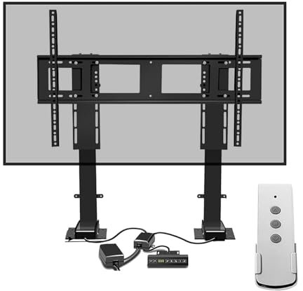QICBYING Support TV Électrique Au Plafond - Support TV Plancher, Support TV Télescopique À Levage Automatique, pour Téléviseurs Plats Et Incurvés De 55 À 120 Pouces, Installation Facile