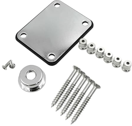 Alnicov, piastra per manico della chitarra, puntali per corde e set di hardware per piastra jack per parti di ricambio per chitarra elettrica stile Tele Telecaster, cromate
