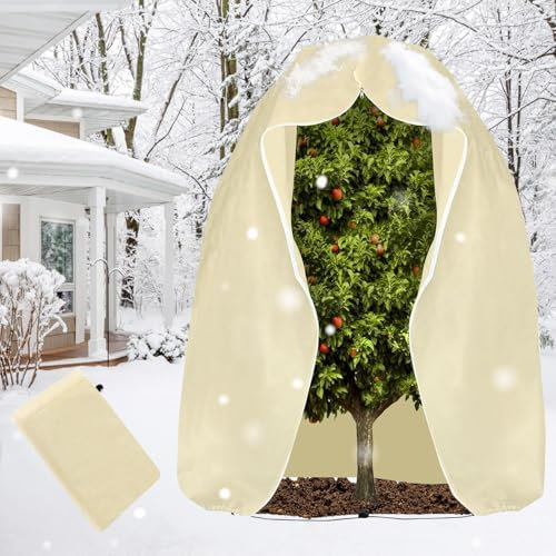 LAISLLA Copertura Piante Inverno, 200 x 240 CM XXL Tessuto Non Tessuto per Piante, Telo per Piante Inverno Antigelocon con Coulisse e Cerniera, Telo Copripiante Invernale Antigelo Traspirante