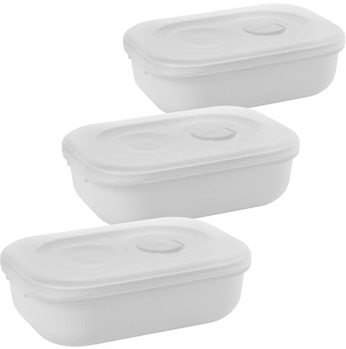 2friends Mikrowellengeschirr mit Deckel 3er Set (14x16x20 cm) Mikrowellen Geschirrset mit Dampfregelventil + Griff, aus lebensmittelechtem Kunststoff, Spülmaschinenfest, Hergestellt in der EU (WeiÃŸ)