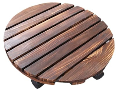 perfk Support à Plantes à roulettes en Bois avec roulettes pivotantes, Chariot à Plantes Rond pour Pot de Fleurs pour Jardin, Balcon intérieur et extérieur, 40 Cm