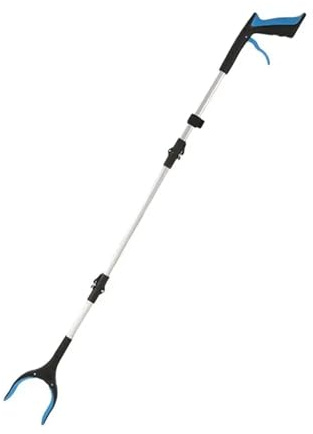 Grabber Tool Pappersplockare med spetsko, hopfällbart skräp med halkfri tång för grepp (blå)