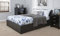 GFW Classic Leather Upholstered Ottoman Storage Bed With Gas End Lift & Under Bed Storage, King Size, Faux Leather, Black