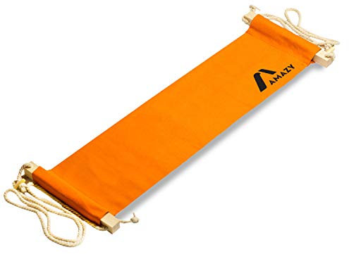 Amazy XXL Fuß Hängematte für breite Tische bis 2,00 m – Höhenverstellbare und extra breite Fußstütze zur Entspannung und Entlastung am Schreibtisch und im Büro (Orange)