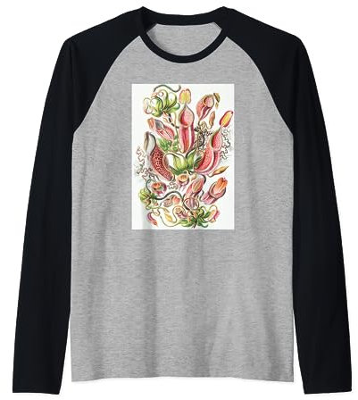 Biology Tropical Pitcher Plants Scientific Haeckel Raglan Baseball Tee