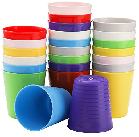Frcctre 24 Pack Plastic Kids Cups, 8 Oz Small Unbreakable Plastic Kids Tumblers Reusable Children Drinking Cup Juice Tumblers BPA-Free Cup