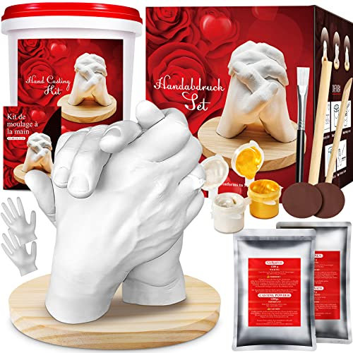 Popolic 3D Handabdruck Set für Paare - Geschenke für Frauen - Valentinstag Gipsabdruck Set,Geschenkset den Feiertag Gedenken,Gipsabdruck Set für Familie - DIY Geschenke zum Hochzeitstag
