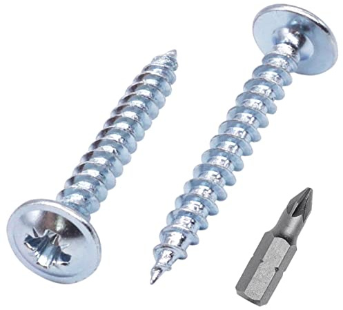 SKIR'CO (100 st) Zinkpläterat stål 4,0 x 35 mm silverträskruvar, metallskruvar, våffelhuvud, Pozidriv, självgängande