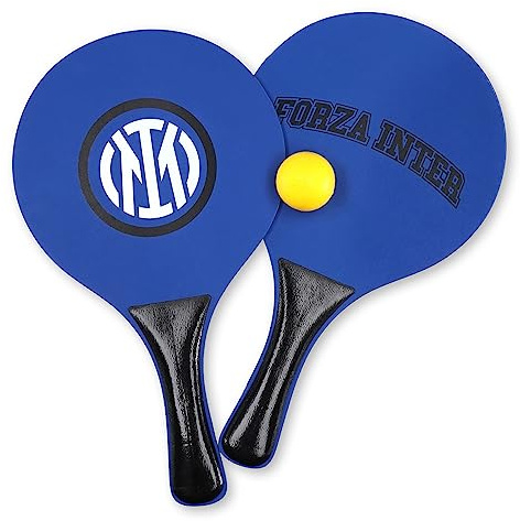 Inter - Raquettes de Plage avec Logo de l'Inter - Idéal comme Cadeau pour Les Enfants et Les Adultes, à Utiliser à la Plage, au Jardin, au Tennis, au Padel - Produit Officiel Inter
