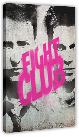 MAHWER Fight Club Filmposter auf Leinwand, Poster, Wandkunst, Dekor, Bild, Gemälde für Wohnzimmer, Schlafzimmer, Dekoration, Rahmenstil, 50 x 75 cm