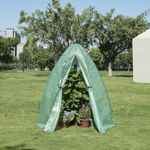 [en.casa] Gewächshaus Hunze Foliengewächshaus zur Anzucht Überwinterungszelt mit Reißverschluss Frühbeet PE-Plane Tomatengewächshaus Pflanzenschutz 183x160cm Grün