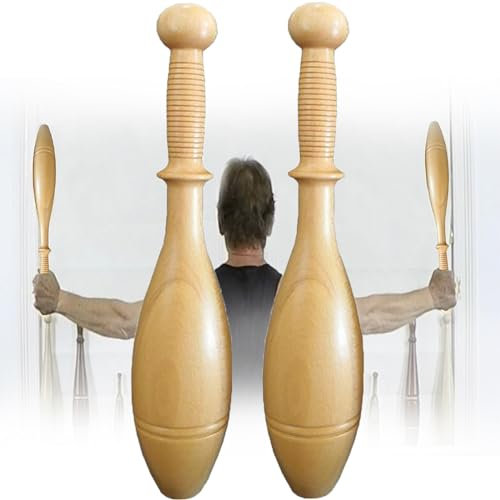 JINGEDD 2lb Training Club HöLzerne Indische Clubs Paar,HaushaltsgeräTe FüR Schulterdetriemen,Rotationstraining Und GesamtköRpermobilitäT