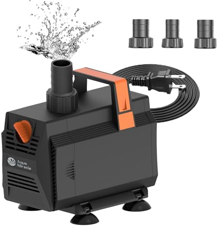 AquaMiracle 1200GPH Aquarium Water Pumps (4500L/H, 70W) Fountain Pump Pond Pump Submersible Water Pump with Flow Control for Fountain, Waterfall, Statuary, Filtration, Water feature, Hydroponics
