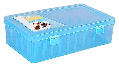 susiodeu Sytrådslåda 42 spolar Plastförvaring Hushållsbroderi Sy Art Craft Dubbellås Dammtät behållarehållare, Blå