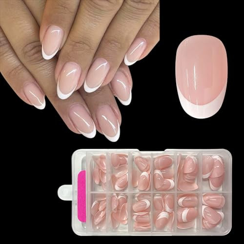 ZAHRVIA 120 Pièces Faux Ongles Court Kit, Acryliques Pleine Couverture, Capsule Français Ongles, French Ongles Artificiels, Ongles Bruns en Bâton pour Femmes et Filles (Deep Arc Short Round)