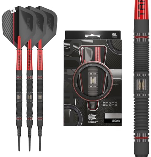 Target Darts Scope Soft Tip Darts, 90% Tungsten Dart Set, Barrel 10-18G | Red & Black Darts, Darts Set with Pixel Tips, Electronic Darts, Soft Tip Darts