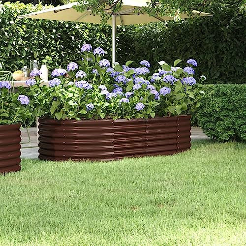 puraday Jardinière surélevée pour jardin 152 x 80 x 36 cm - Jardinière pour terrasse, potager - Spirale d'herbes - XXL - Jardinière surélevée en métal - Jardinière surélevée en acier - Grand parterre