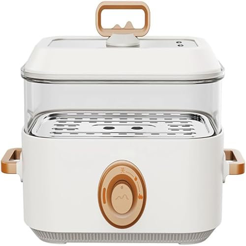 Cuiseur vapeur électrique, cuiseur vapeur électrique 1350 W, 2 niveaux de contrôle de la température, marmite électrique avec cuiseurs vapeur en acier inoxydable