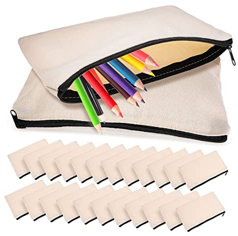 NUOBESTY 25pièces Lot de Pochettes Zippées Toile Noire Organiseurs Polyvalents pour Crayons Cosmétiques Et Voyage Étuis Réutilisables Pratiques pour Petits Objets