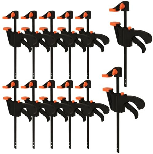 LOYORTY 12PCS Bar Clamps for Woodworking 4 Inch Wood Clamps Quick Grip Clamps Trigger Clamp One Handed Ratchet Woodworking Clamp for Wood Gluing Crafts